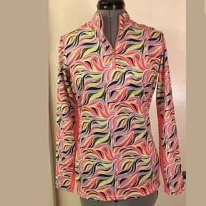 BETTE & COURT Long Sleeve Mock Neck Golf Shirt XS